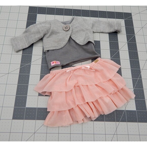 Our Generation You And Me Doll Tulle Skirt Outfit Sweater Tank Grey Pink - Picture 1 of 11